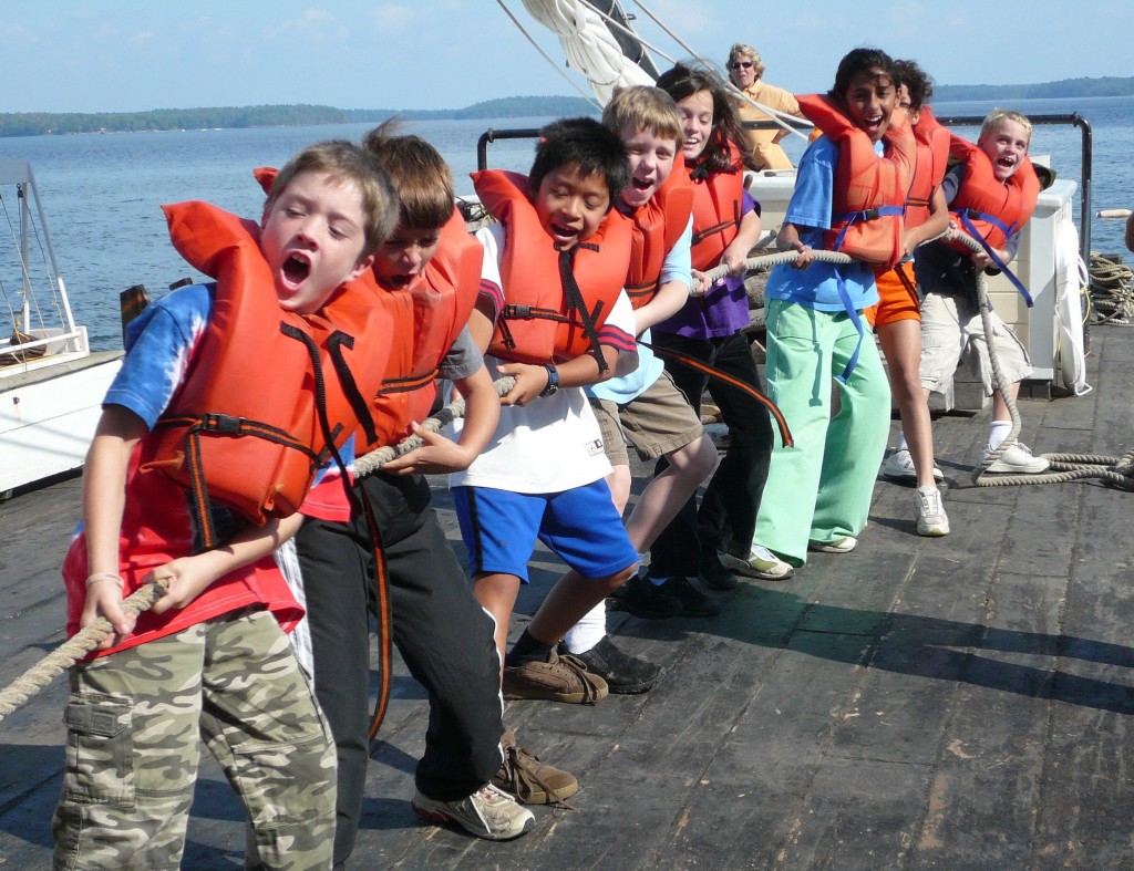 Kids hauling and singing