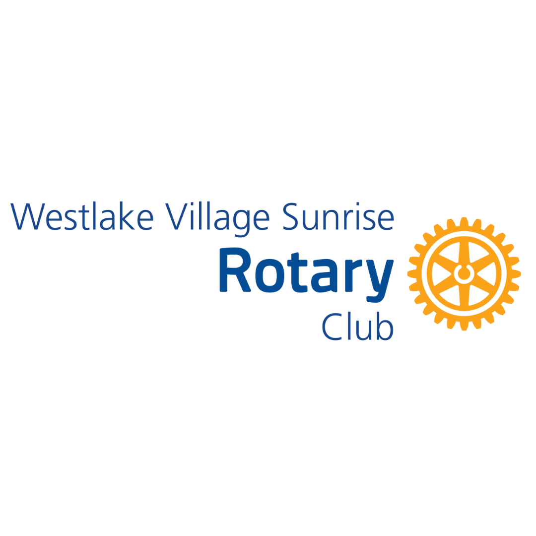 Blue & yellow logo for Westlake Village Sunrise Rotary Club.